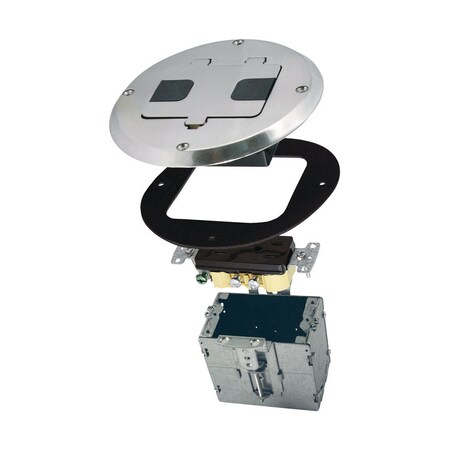 Hubbell Electrical Box, 28 cu in, Floor Box Type, 1 Gang, Steel, Round Shape 6239NI